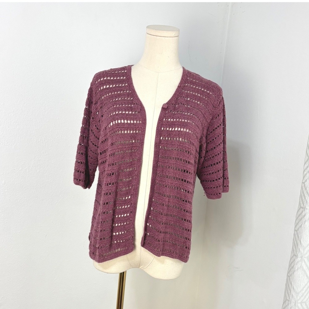 Norton‎ McNaughton Crochet Knit Cardigan Grannycore Coastal CottageCore Women L